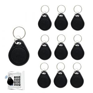 Lot de 10 Tags NFC avec puce NTAG215, 540 octets de m&eacute;moire, id&eacute;aux pour raccourcis iOS, applications Android et Amiibo, Badges RFID polyvalents pour porte-cl&eacute;s et projets domotiques (noir) (DeJiaoAoKanShu, neuf)