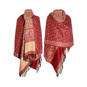 &Eacute;charpe d'hiver chaude marron marron en laine de yak pur pour d&eacute;coration de ch&acirc;le couverture unisexe surdimensionn&eacute;e &eacute;charpe cadeau, bordeaux, Taille unique (LUXURY FASHIONS LONDON, neuf)