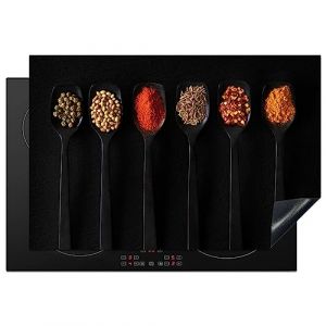 KitchenYeah&copy; Protege Plaque Tapis Pour Induction 78x52 cm Deco Cuisine Protection Vitroc&eacute;ramique Pour Cuisiniere Cuill&egrave;re - Epices - Noire - Herbes - Rustique (KitchenYeah, neuf)