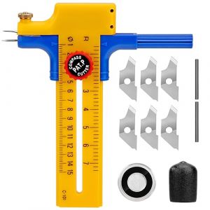 Compass Circle, Cercle Cutter Rotatif, Coupeur de Papier Circulaire, Réglable Precision Circle Cutter pour Les Cercles de 1-15cm, avec 6 Pièces Lames de Rechange, pour Couper Le Papier Carte en Cuir (Aurosa, neuf)