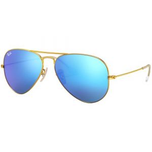 Ray-Ban Pilot Aviator Original avec kit d'entretien, Doré, bleu flash, Large 58 (sehlig, neuf)