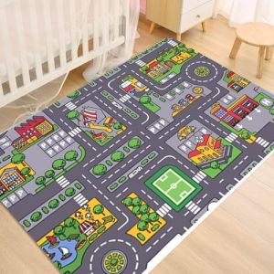 G&eacute;n&eacute;rique Tapis Circuit Voiture pour Enfant, Tapis de Jeu Chambre Enfant Pliable, Tapis d'activit&eacute; B&eacute;b&eacute; Antid&eacute;rapant, Tapis De Jeux Voiture Lavable Jouet de Playmat de Route (80 x 120 cm) (Zoydin, neuf)