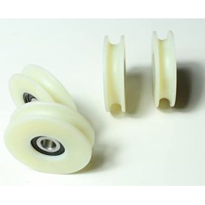 Lot de 4 roues de poulie en nylon avec rainure ronde de 10 mm, diam&egrave;tre 60 mm, roulement 10 mm, capacit&eacute; 50 kg, usin&eacute;es avec pr&eacute;cision dans l'UE (60-10-10) (Pulley-Wheel, neuf)