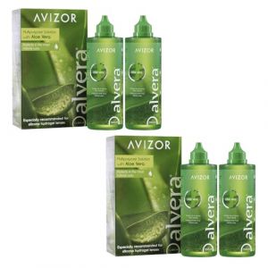 AVIZOR ALVERA PACK 4X350 ml - Solution à l'Aloe Vera pour Nettoyage et Désinfection des Lentilles de Contact - Protection Naturelle - Convient à Tous les Types de Lentilles de Contact Souples (DistroFarma, neuf)