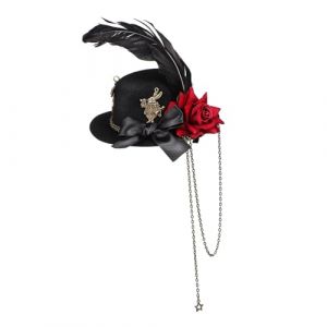 VICASKY Chapeaux de fête de thé pour femmes Accessoires de cheveux Minuscules fleurs adultes Paille Soie Clips Mini Rose Rose Pinces à cheveux Fête Faveurs Métal (Belicious Helper, neuf)