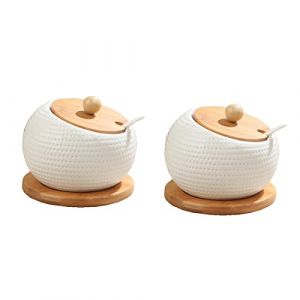 OKIPED Pot &agrave; &eacute;pices 500g Pot de sel Bouteille d'assaisonnement en c&eacute;ramique 500ml Pot de Stockage Bo&icirc;te &agrave; &eacute;pices de Cuisine avec cuill&egrave;re (Size : 2) (huohuixinguanghubeishengdianzishangwuyouxiangongsi, neuf)
