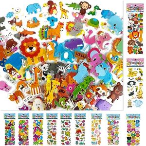 Autocollants enfant stickers valise autocollant,18 Feuilles Kids Stickers Autocollants 3D pour Enfants 2 à 4 Ans gomettes autocollantes Comprenant Animaux Dinosaures pour Adultes Enfants (FERNMIMBRASTORE, neuf)