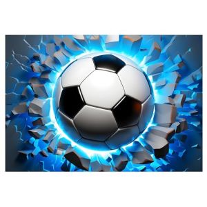 Papier Peint Panoramique Intissé Enfant Enfant Garçon Football Effet 3D Jeune 152x104 cm Chambre d'enfant Photo Non Tissé Muraux Moderne Trompe l'oeil (ForWall, neuf)