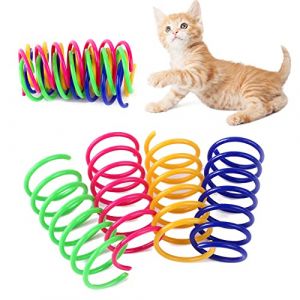 SEMINISMAR Jouet Ressorts Chat,Coloré Printemps Jouet de Chat,Jouet Chat Interactif,Jouet à Ressort Coloré pour Chat,Jouet Sautant Flexible et Transformable, Jouets de Mâcher pour Chat-4PCS (QANEASS, neuf)