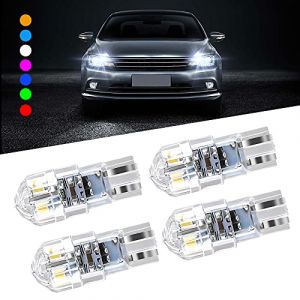 4X T10 168 W5W LED d&ocirc;me de voiture Wedge Light 3030 SMD 8 LED D&eacute;codage du courant constant continu Lampe de lecture de voiture &agrave; LED &Eacute;clairage de la plaque d'immatriculation 12-24V Universel-blanc (Caiwanbing, neuf)