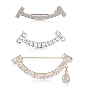 WUMZIRA 3 Pi&egrave;ces Pinces pour Ch&acirc;le,Broche Simple Sourire,pour la Fixation de Pull, Robes, Broche &agrave; Nourrice avec Faux Strass &Eacute;pingles de S&ucirc;ret&eacute; pour Femmes Filles V&ecirc;tements D&eacute;coration (LI SHANG RU DE DIAN, neuf)