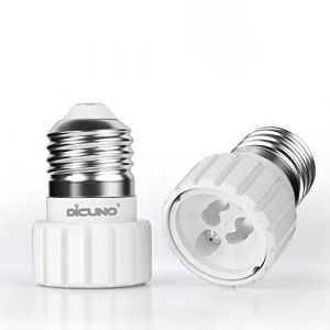 DiCUNO E27 vers GU10 Adaptateur de douille de 2 pièces, convertisseur de socket, Douille base de lampe pour ampoules LED, incandescence ou fluocompactes (DiCUNO EU Direct, neuf)