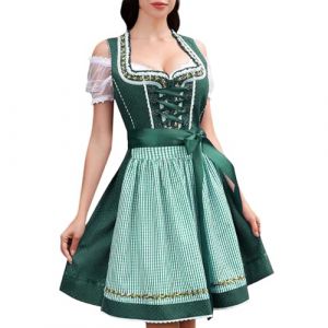 Jinitaimei Femme Robe Traditionelle Fete De La Bière Dirndl Femme Allemande Costume Bavarois Femmes Oktoberfest Bavière Bavaroise Tenue De Déguisement Octobre Carnaval Halloween Party Festival (DoraHe, neuf)