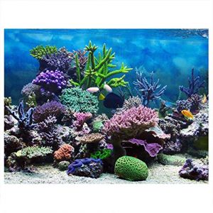 Affiche de Fond de réservoir de Poissons d'aquarium adhésif de PVC, Autocollant de Peinture de Papier Peint de Paysage sous-Marin décor de Corail(122 * 50cm) (Ovalat, neuf)