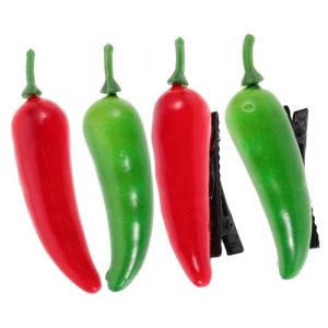 LIFKOME Lot de 4 Pinces &agrave; Cheveux L&eacute;gumes Mini, Taille Standard, Clips en Plastique R&eacute;sistants, D&eacute;coration Capillaire Piment pour Filles, Accessoires Mignons pour Coiffure Quotidienne (Yaeerang, neuf)
