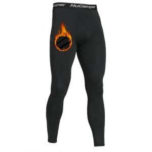 NuCamper Cale&ccedil;on Long pour Homme - Pantalon Thermique Homme Cale&ccedil;on Long Hiver Chaud sous Vetement Thermique Hommes &agrave; S&eacute;chage Rapide, Compression Base Layer Legging pour Le Ski Course &agrave; Pied(Noir,S) (SKYEYEU, neuf)