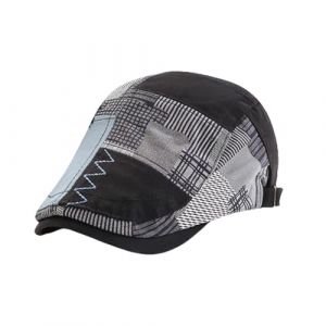 HIQIU Gatsby Newsboy Casquette plate pour homme Motif patchwork, Noir-a, M-L (HIQIU UE, neuf)