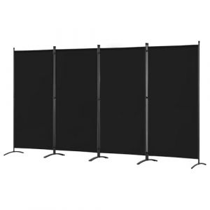 Angel Living Paravent Pliable 3 Panneaux Cloison Modulable pour Intérieur Séparateur D'espace avec Structure Métallique et Toile Polyester pour Salon Chambre Bureau Balcon 324x169cm (Noir) (SOLOHI Outdoor, neuf)