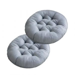 Mozzeilee Coussin de chaise rond doux pour intérieur et extérieur - 40 x 40 cm - Pour fauteuils, jardin, canapé en rotin - Pour chambre à coucher, sol, camping (gris, 2 pièces) (CF Home, neuf)