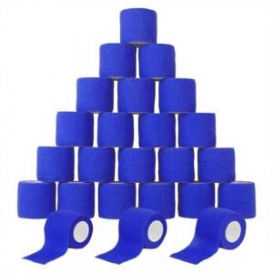 MUNTE 24 Pièces Bandage Autoadhésif, 5 cm x 4,5 m Bande Cohesive Bleu, Bande Auto Agrippante en Tissus Non Tissés, Strapping Adhésifm Bleu, Convient aux Poignets, Chevilles, Genoux (luzhong1111, neuf)