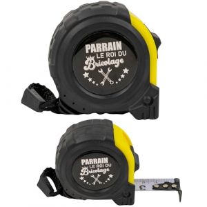 ERNESTINE - Mètre ruban je t'aime parrain - cadeau parrain choix annonce grossesse - cadeau parrain accessoire homme - mètre pliant personnalisable famille - cadeau homme anniversaire Noël naissance (Ernestine et Castagnou, neuf)