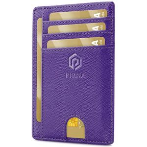 Porte Carte Bancaire Fin et Petit, Portefeuille pour Hommes et Femmes avec Pochette d'argent & Bo&icirc;te-Cadeau, Porte-Cartes de Cr&eacute;dit RFID, Porte Carte Bancaire Anti Piratage pour Femme - Violet Royal (PIRNA, neuf)