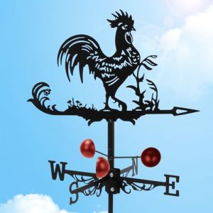 Girouette Rétro en Acier Inoxydable avec Coq avec Indicateur de Direction du Vent, Girouette de Jardin de Ferme pour Abris de Jardin, Toit, Cabane, Cour, Décoration de Jardin (AceJuye, neuf)
