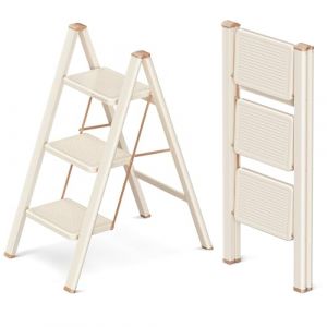 GameGem Escabeau 3 Marches pour Adultes, &Eacute;chelle Pliante avec Base Antid&eacute;rapante, Marches &Eacute;largies, Design Esth&eacute;tique s'Int&eacute;grant Parfaitement aux Int&eacute;rieurs Domestiques (GameGem-eu, neuf)