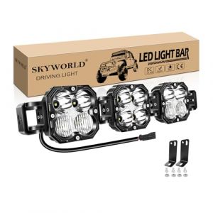 SKYWORLD Barre de Led 4x4, 54 cm 21 pouces 90W 7500LM, 12V 24V longue port&eacute;e barre lumineuse led rampe pour offroad V&eacute;hicules Voiture camions ATV UTE 4x4 tracteur, 6000K Blanc feu antibrouillard (SKYWORLD-EU, neuf)