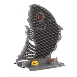 Mur Cat auto-toiletteur amovible pour la peau de la peau de la peau Forme de poisson Masage mur de massage Massage Scratch Stratching Brushing Brush Massageur de visage (Gris) (Bvllting, neuf)