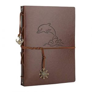 Album Photos Scrapbooking, AIOR Vintage Traditionnel Scrapbook Pages Noires Mariage Livre photo en Cuir DIY Adhesif Souvenir Livre Cadeau Original No&euml;l Anniversaire pour Femme Homme, 28 x 21cm Dauphin (AIOR-EU, neuf)