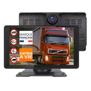 GPS Poids Lourd NaviPro DVR - 9 Pouces - GPS pour Camion Bus Voiture - Cam&eacute;ra de Route int&eacute;gr&eacute;e &ndash; Dashcam HD- Europe 48 Pays - AndroidAuto - CarPlay (NaviPro-France, neuf)