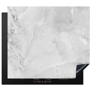 KitchenYeah&copy; Protege Plaque Tapis Pour Induction 58x51 cm Deco Cuisine Protection Vitroc&eacute;ramique Pour Cuisiniere Marbre - Pierre - Blanc - Gris - Aspect marbre (KitchenYeah, neuf)