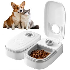 Wxeadu Distributeur Croquette Chat, 70ML 2 Repas Distributeur Croquettes, Distributeur Nourriture Humide Chat, 1 &agrave; 48 Heures Gamellechat Automatique pour Chats et Chiens Aliments Secs et Humides (HanChengEnuk, neuf)