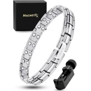 MagnetRX&reg; Bracelet magn&eacute;tique en titane ultra puissant pour femme - Bracelets magn&eacute;tiques pour femme - Bracelet magn&eacute;tique en titane r&eacute;glable en longueur avec outil de d&eacute;termination de la taille - (MagnetRX, neuf)