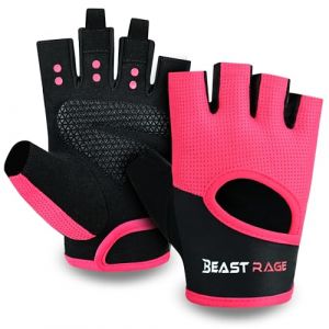 BEAST RAGE Gants de Fitness Respirants pour Hommes et Femmes Gants d'halt&eacute;rophilie Bodybuilding Gym Exercice Anti-d&eacute;rapant Crossfit Musculation Cycling(Rose, L) (SAWANS, neuf)