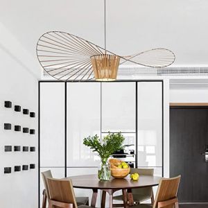 Suspension RéTro Vertigo Salon Lustre, Lustre Industriel Salon Design Moderne, Fibre de Verre + Chapeau Polyuréthane, Hauteur Réglable Lumière E27 Brown 170cm (Happy and healthy home, neuf)