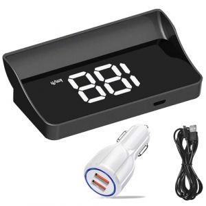 HUD Head Up Écran de voiture avec Chargeur Allume, compteur de vitesse GPS universel, compteur de vitesse numérique, pour voiture et moto, Plug & Play, projection de pare-brise (HUA QIAN, neuf)