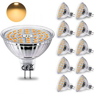 HiBay 10x Ampoule LED GU5.3 Lampe Blanc Chaud 2700K 4W (Remplace Les Ampoules Halog&egrave;nes 35W) 400lM MR16 Spot LED 12V AC/DC (Hiled, neuf)