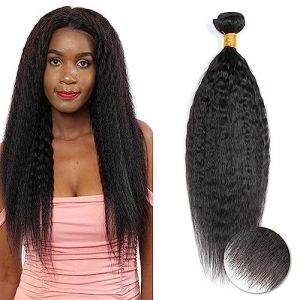 Kinky Straiht Human Hair Bundles Yaki Bundles Court Meche Tissage Naturel Cheveux Humain Meche Naturelle Tissage Bresilien En Lot Cheveux Naturel Brésilienne Couleur Noire Naturelle 20 Pouce (DNS hair factory products, neuf)