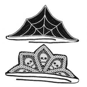 FOMIYES 2pi&egrave;ces &Eacute;charpe T&ecirc;te de Mort et Bandeau Toile Araign&eacute;e Bandana Gothique pour Femme Accessoire de Cheveux Tricot&eacute; Main pour Halloween (Family&Personal, neuf)