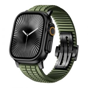 SEURE FKM Bracelet pour Apple Watch Ultra 2/1 49 mm, S&eacute;rie 10 46 mm, S&eacute;rie 9/8/7 45 mm, S&eacute;rie SE2/6/SE/5/4 44 mm, S&eacute;rie 3/2/1 42 mm, Business Sport Bracelets en caoutchouc fluor&eacute; Bracelet de (SEURE-WATCH, neuf)