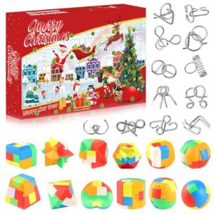 Calendrier de l'Avent 2025 Casse-T&ecirc;te pour Enfants et Adultes, D&eacute;fi Casse-t&ecirc;te Jouets avec Casse T&ecirc;te en Bois et en Plastique Puzzle, Calendriers de No&euml;l 24 Jours pour Enfant Adulte Cadeau de No&euml;l (GEERIC TECHNOLOGY CO LIMITED, neuf)