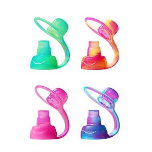 ChooMee SoftSip bec pour gourde alimentaire | Embout anti-fuite pour les tout-petits | Protège les gencives | Silicone sans BPA | 4 pièces - Jaune Rose Swirl, Vert Violet Swirl (ChooMee EU, neuf)