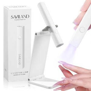 Saviland Lampe U V Ongles Gel avec Support, 180mAh Mini Lampe U V Rechargeable pour Ongles Gel Pose Americaine, Lampe LED Professionelle pour Gel Pose Americaine/Vernis a Ongle/Capsule/Gel Ongle (SavilandPlus, neuf)