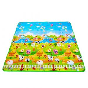 Tapis Rampant Pour Bébé, Tapis De Jeu Pour Enfant, Tapis De Sol Bébé En Mousse EVA Pliable Réversible Double Face, Tapis Alphabet Et Animale D'éducation Pour Salle De Jeux De La Chambre, 200 X 180 CM (yanogtra, neuf)
