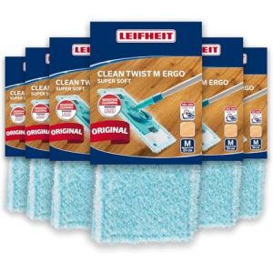Leifheit lot de 6 housses super soft pour lave-sol Clean Twist M Ergo / PowerClean, housse de rechange en fibres sp&eacute;ciales, pour le parquet, housse pour balai nettoyante avec absorption d&rsquo;eau minimale (avantrado.shop, neuf)