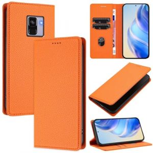 xinyunew Coque pour Samsung Galaxy A8 2018/A530, RFID Blocage Portefeuille Etui &agrave; Rabat, Housse en Cuir PU pour Samsung Galaxy A8 2018/A530, Orange (xinyunew, neuf)