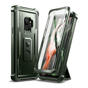 Dexnor Coque pour Samsung Galaxy S9 avec Protecteur d'&eacute;cran int&eacute;gr&eacute; et b&eacute;quille int&eacute;grale &agrave; 360&deg; - Protection int&eacute;grale de qualit&eacute; Militaire r&eacute;sistante aux Chocs - Vert (Jetcco, neuf)