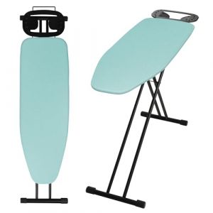 KADAX Table à Repasser 120 x 38 cm, Planche à Repasser Pliable avec Housse en Coton, Support pour Fer, Pieds Antidérapants et Hauteur Réglable (Menthe) (KADAX, neuf)